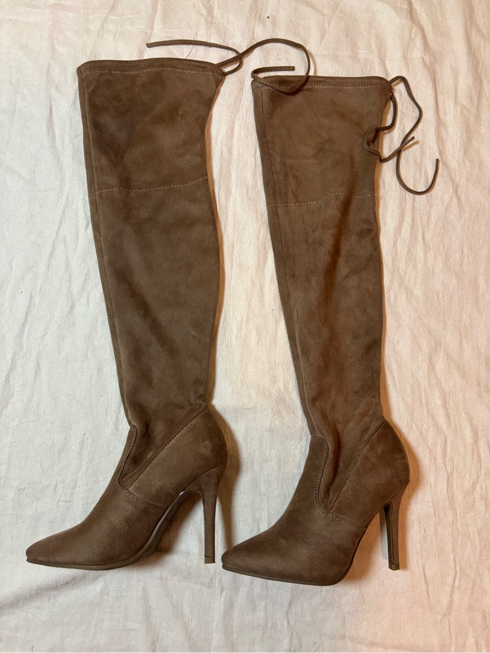 Over-the-Knee Brown Suede High Heel Boots